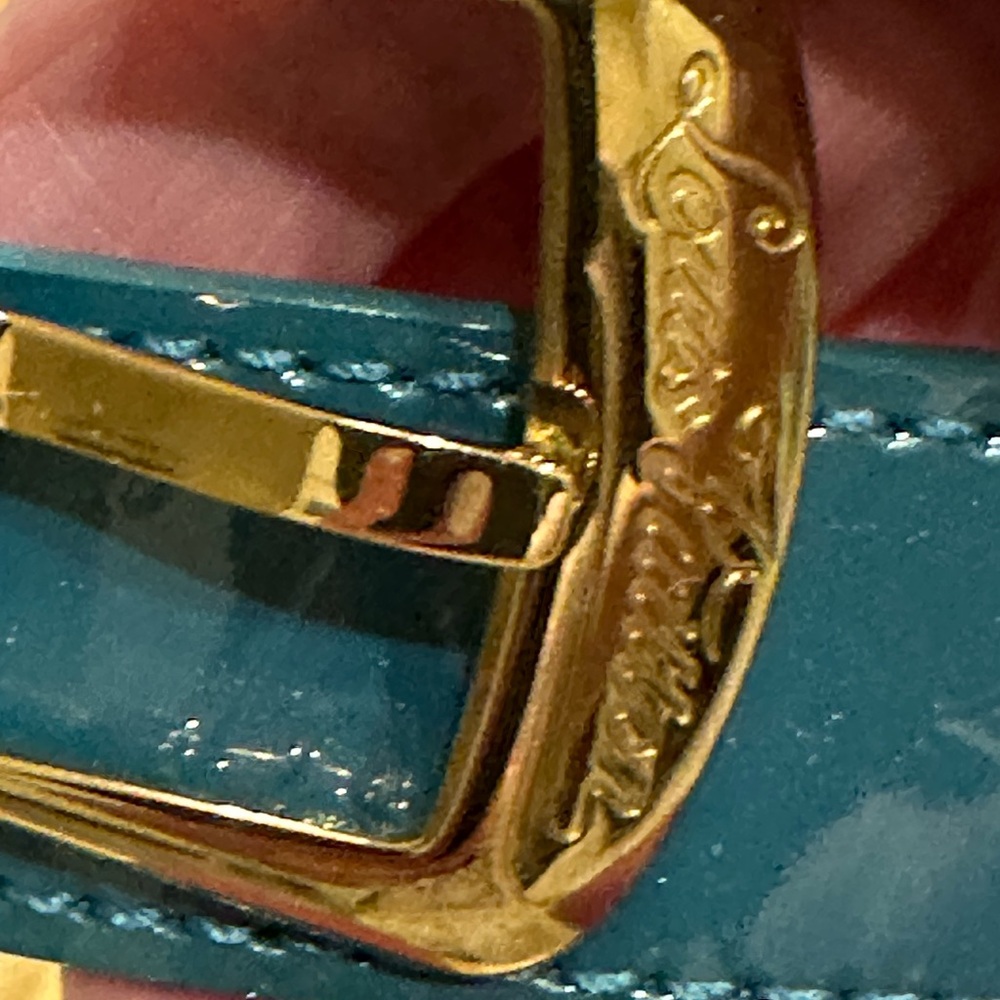 NEW; Louis Vuitton Phoenix 25MM Monogram Vernis patent leather belt in turquoise - Picture 12 of 15